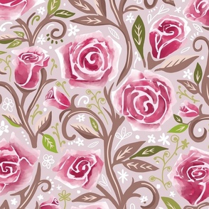 Pink Rosy Vine wallpaper scale