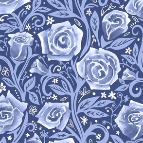 Blue Rosy wallpaper scale