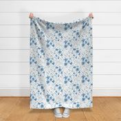 Abstract blue flowers hand drawn elegant pattern