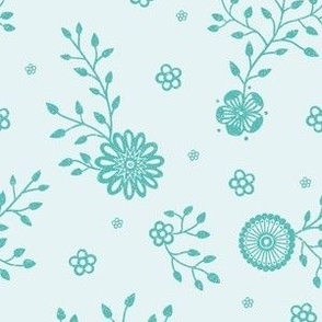 Papercut floral turquoise
