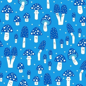  Cute mushroom pattern on blue background
