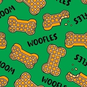 Woofles! - Dog waffle - cute - green - dog bone - LAD23