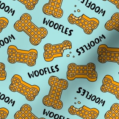Woofles! - Dog waffle - cute - light blue - dog bone - LAD23