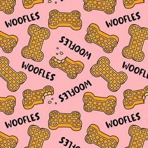 (small scale) Woofles! - Dog waffle - cute - pink - dog bone - LAD23