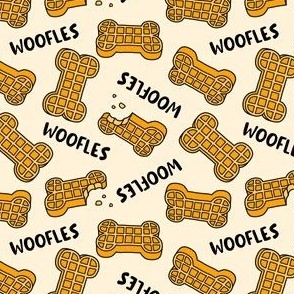 (small scale) Woofles! - Dog waffle - cute - cream - dog bone - LAD23