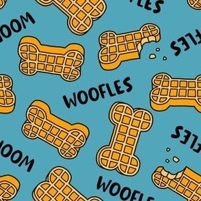 Woofles! - Dog waffle - cute - stone blue - dog bone - LAD23
