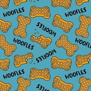 (small scale) Woofles! - Dog waffle - cute - stone blue - dog bone - LAD23