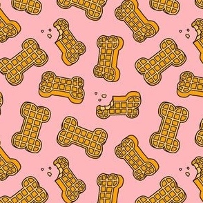 (small scale) Woofles - Dog waffle - cute - pink - dog bone - LAD23