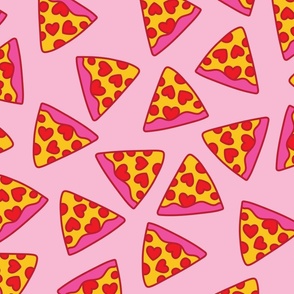 pink pizza heart pepperoni on light pink XL