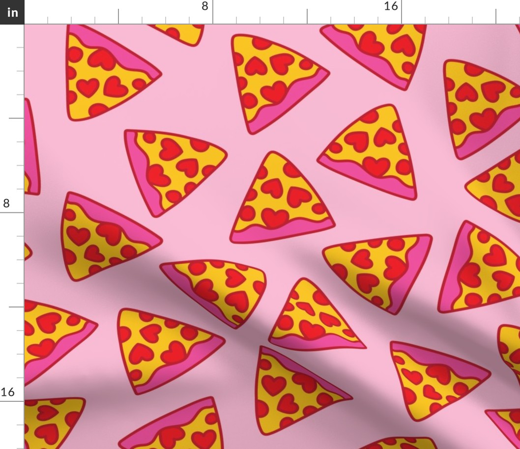 pink pizza heart pepperoni on light pink XL