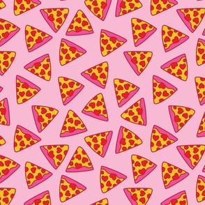 pink pizza heart pepperoni on light pink large