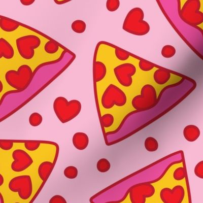 pink pizza heart pepperoni on light pink extra XL