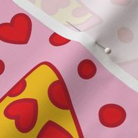 pink pizza heart pepperoni on light pink extra XL