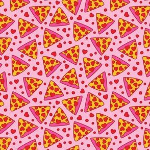 pink pizza heart pepperoni on light pink extra large