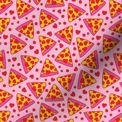 pink pizza heart pepperoni on light pink extra medium