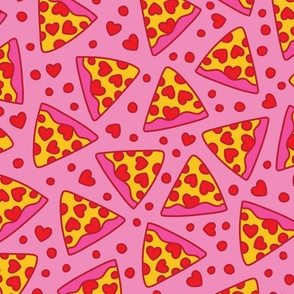 pink pizza heart pepperoni on pink extra XL