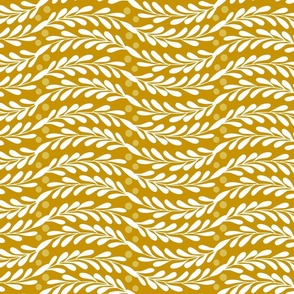 380.  Waves of leaves on mustard background