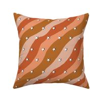 MEDIUM retro stars fabric - boho neutral browns