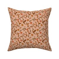 MINI boho neutral fall cowgirl fabric - cowgirl boots pumpkins cute design