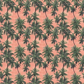 Pink Background with Green Palm Trees