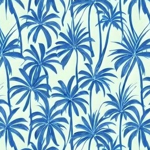 Shades of blue palm trees