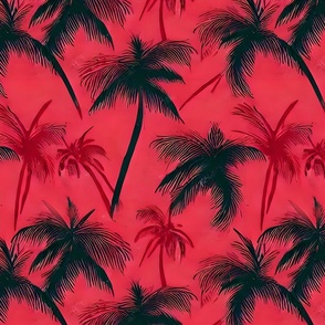 Red and Black Tropical Palm Trees