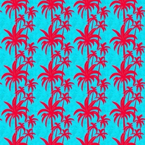 Red and Blue Palm Trees