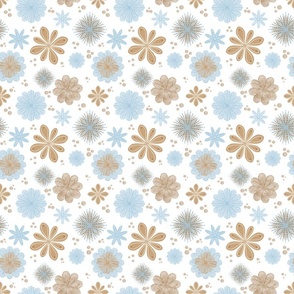 Blue, White, and Brown folksy flowers-sml scale