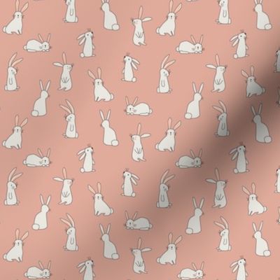 White Bunnies on Soft Neutral Pink - 1 inch