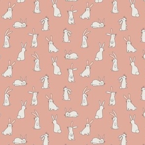 White Bunnies on Soft Neutral Pink - 1 inch