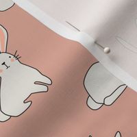 White Bunnies on Soft Neutral Pink - 3 inch