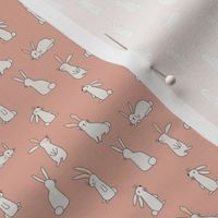 White Bunnies on Soft Neutral Pink - 3/4 inch