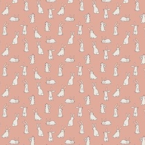 White Bunnies on Soft Neutral Pink - 3/4 inch