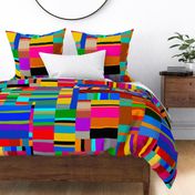 Kuna Indian Graphic Abstract - Design 14478361 - Medium Scale - Red Blue Green Orange Pink Yellow