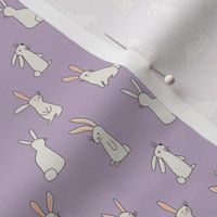 White Bunnies on Soft Purplel - 1 inch