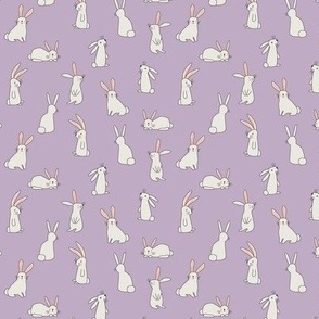 White Bunnies on Soft Purplel - 1 inch