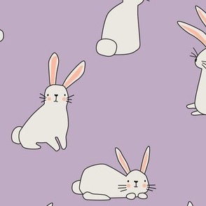 White Bunnies on Soft Purple - 4 inch