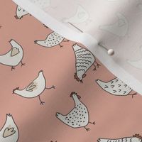 Hand drawn Chickens on Soft Pink - 1 inch