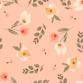 Peach floral on pink