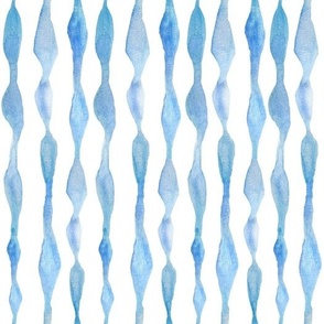 Blue Watercolor Vertical Stripes on White Background