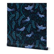 Blue Wisteria Birds, jumbo