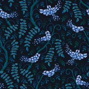 Blue Wisteria Birds, jumbo