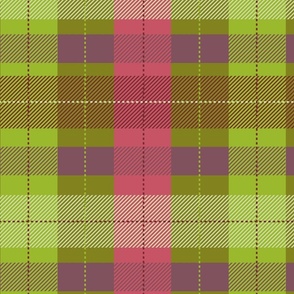 (L) Plaid in kelly green and raspberry pink
