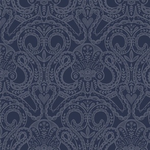 folk octopus damask navy