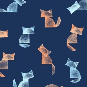 [M] Stamped Cats - Navy:  Fun contemporary childhood-inspired minimal animal print for Baby, Kids, Boys, Nursery
