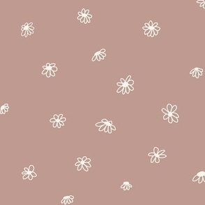 [medium] Basic Daisies - Ivory on Dusky Pink
