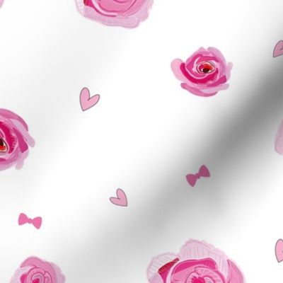 Hand drawn pink beauty roses. Baby girl wallpaper seamless pattern 