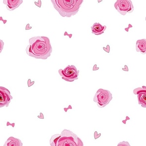 Hand drawn pink beauty roses. Baby girl wallpaper seamless pattern 