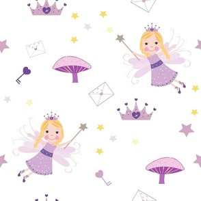 Cute fairytale pattern with stars mushroom and magic wand pattern