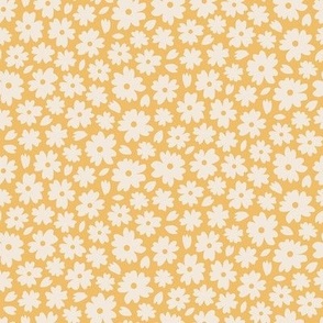 Ditsy flowers / Medium scale / Yellow+beige